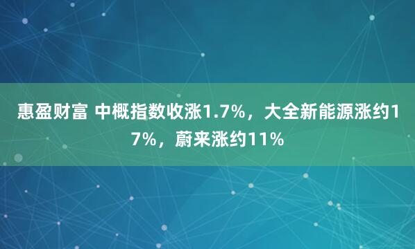 惠盈财富 中概指数收涨1.7%，大全新能源涨约17%，蔚来涨约11%