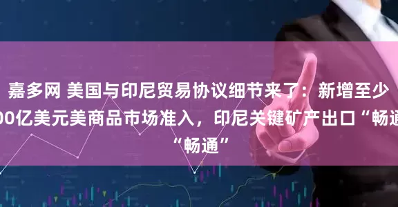 嘉多网 美国与印尼贸易协议细节来了：新增至少500亿美元美商品市场准入，印尼关键矿产出口“畅通”
