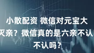 小散配资 微信对元宝大义灭亲？微信真的是六亲不认吗？